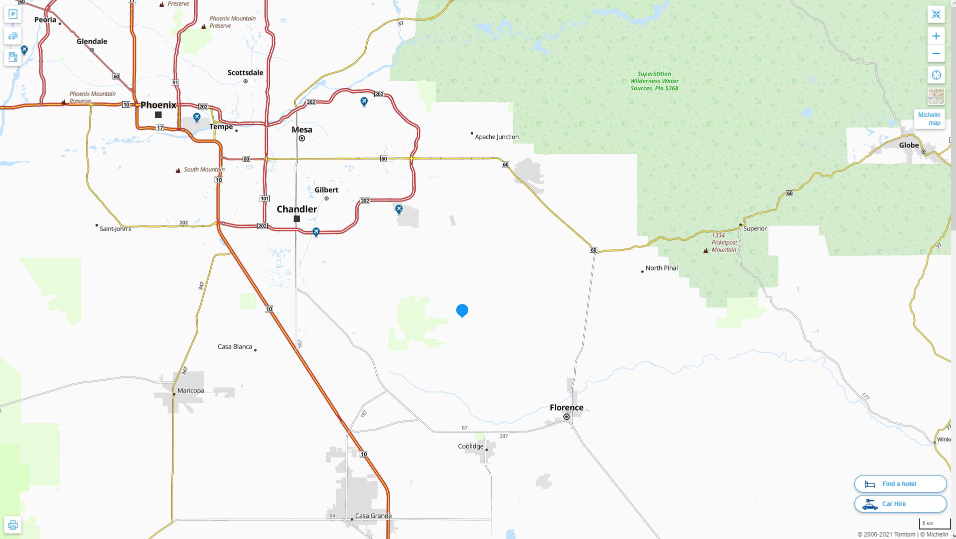San Tan Valley Arizona Highway and Road Map